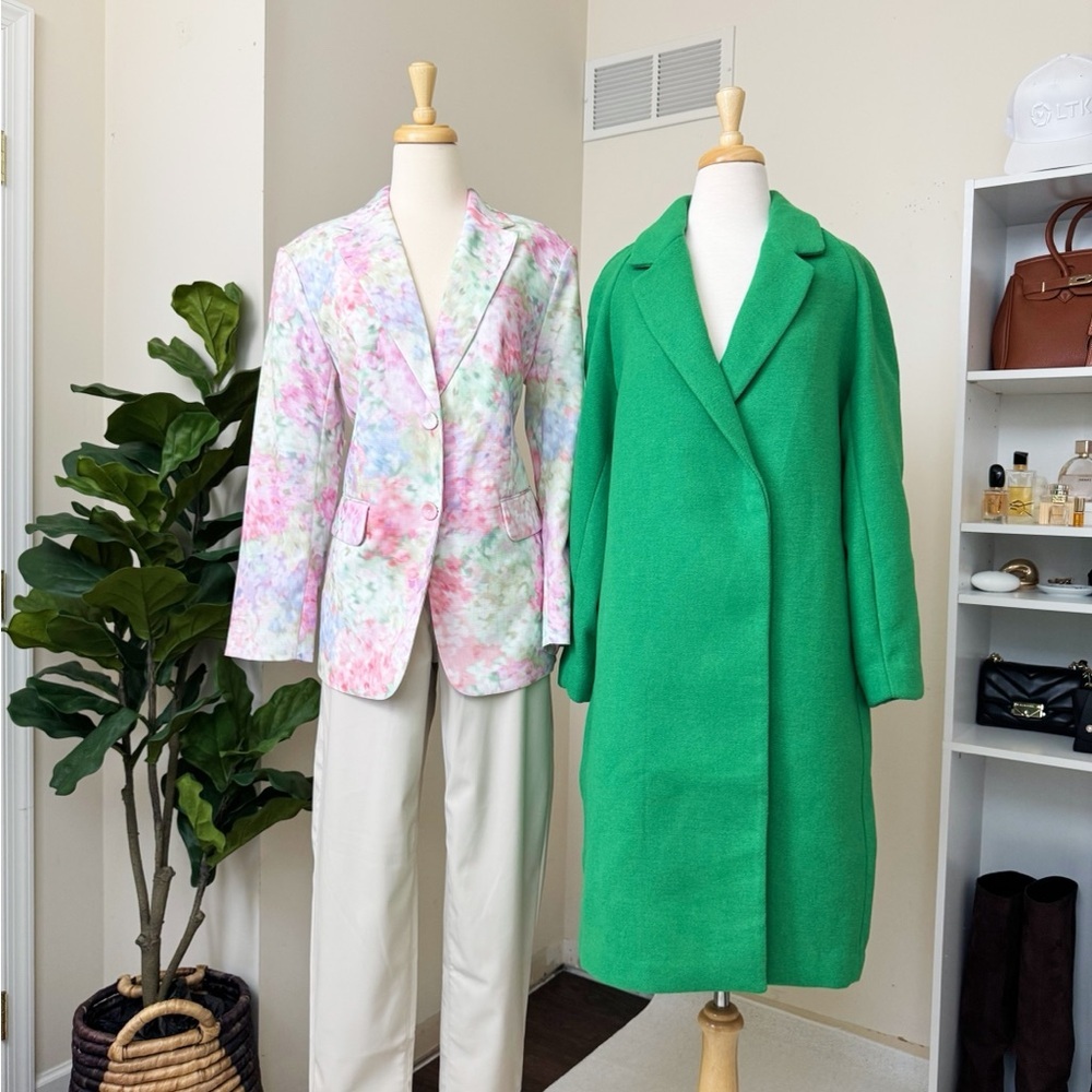 Green Single-Button Long Coat - Picture 15 of 16